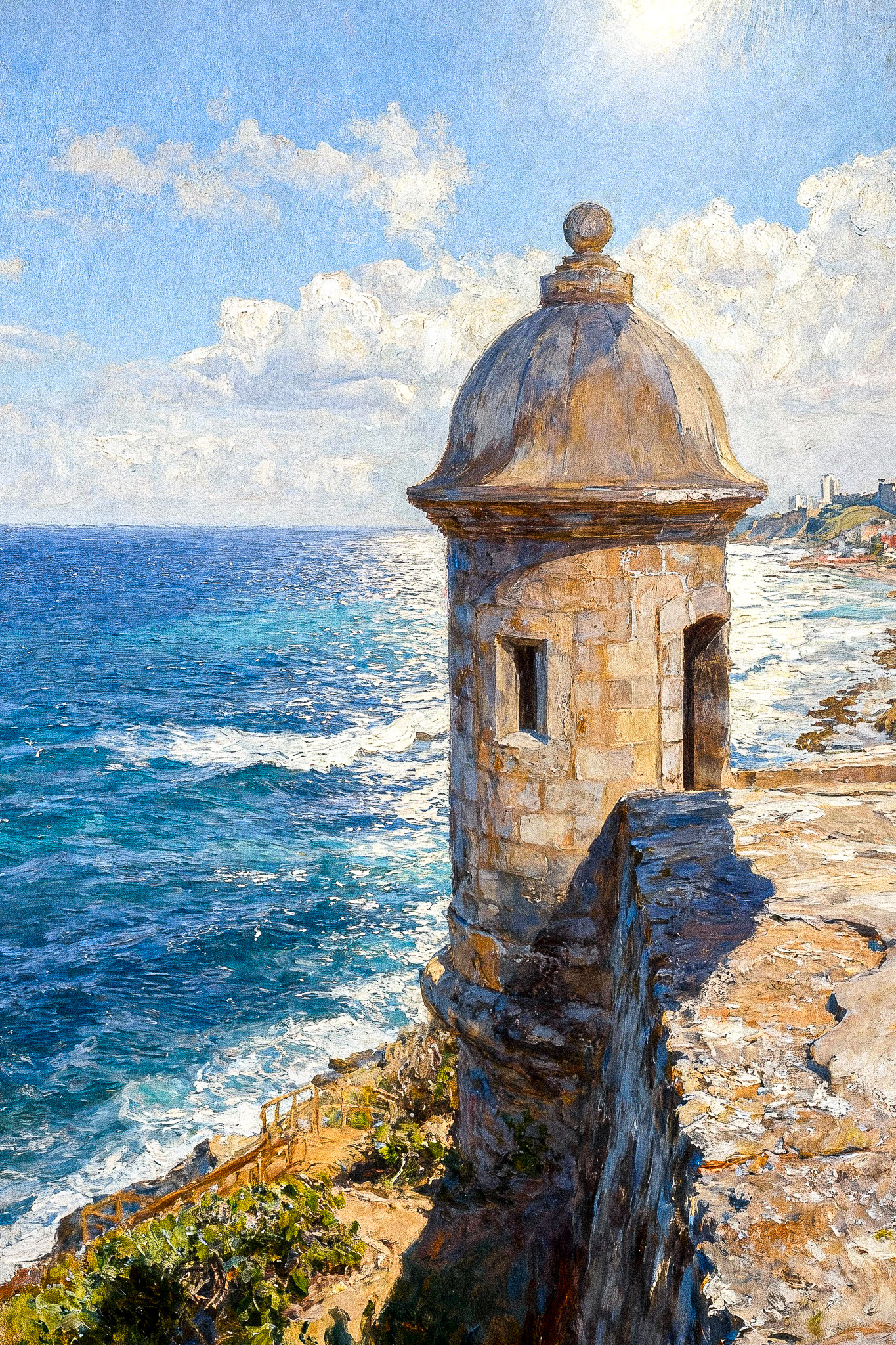 El Morro garita overlooking the ocean in San Juan, Puerto Rico